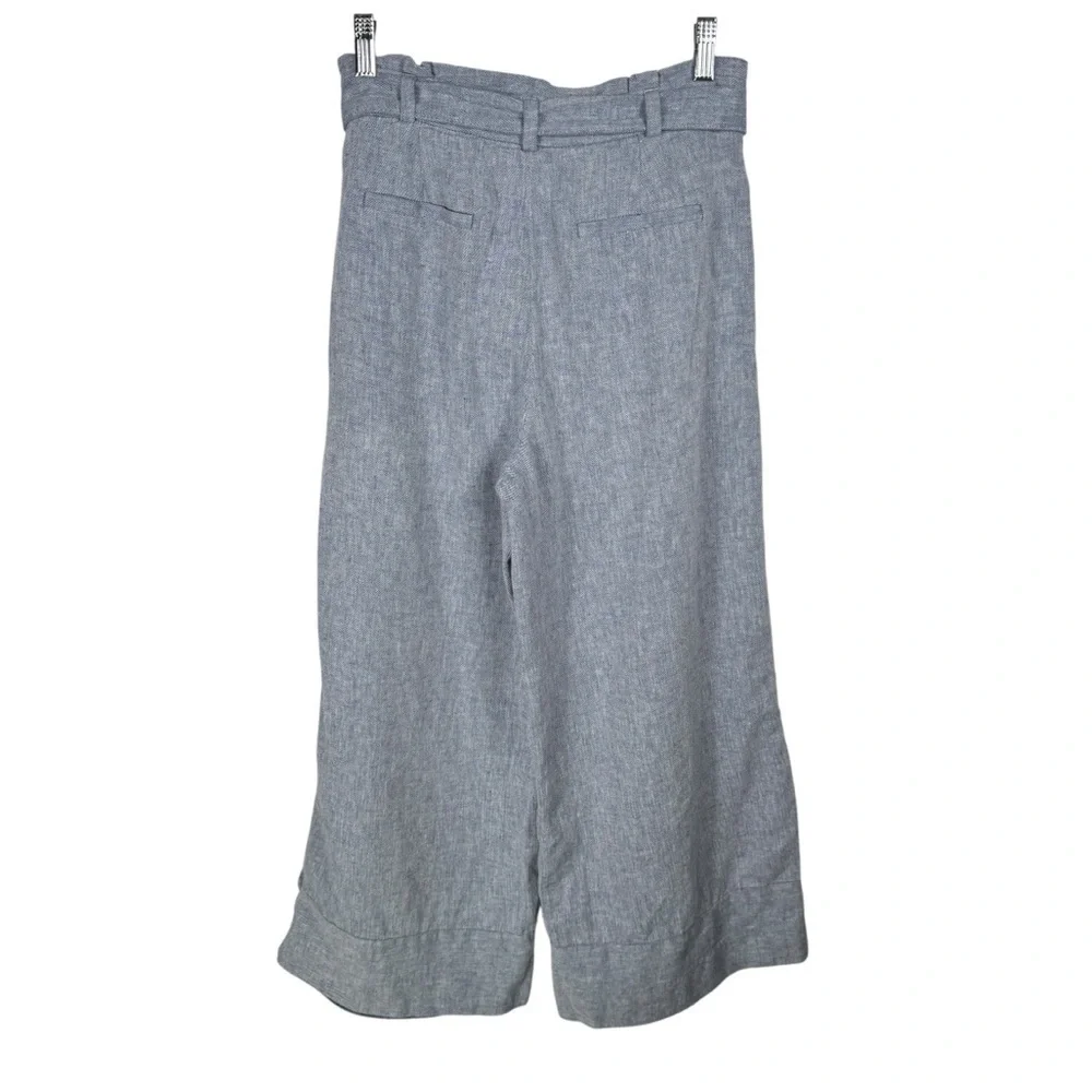 Banana Republic Blake-Fit Linen-Blend Wide-Leg Crop Pant, Light Blue, Size 6